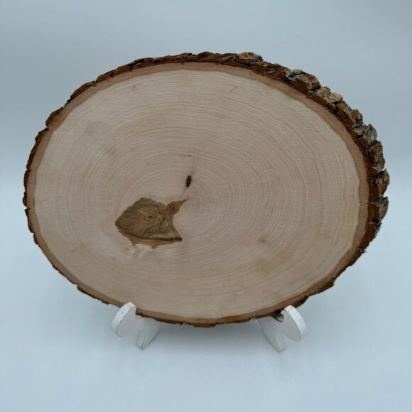 Natural hand cut wood slice hand painted with Merry. Christmas and Tree raw edge - Picture 7 of 10